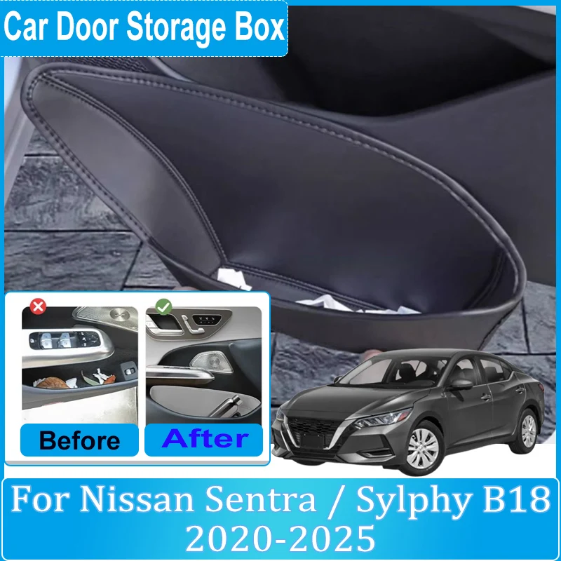 Caja de Almacenamiento para Puerta de Auto para Nissan Sentra B18, Accesorios Sylphy 2020-2025, Cubierta Antipolvo para Ranura de Puerta, Herramientas, Kits de Carrocería