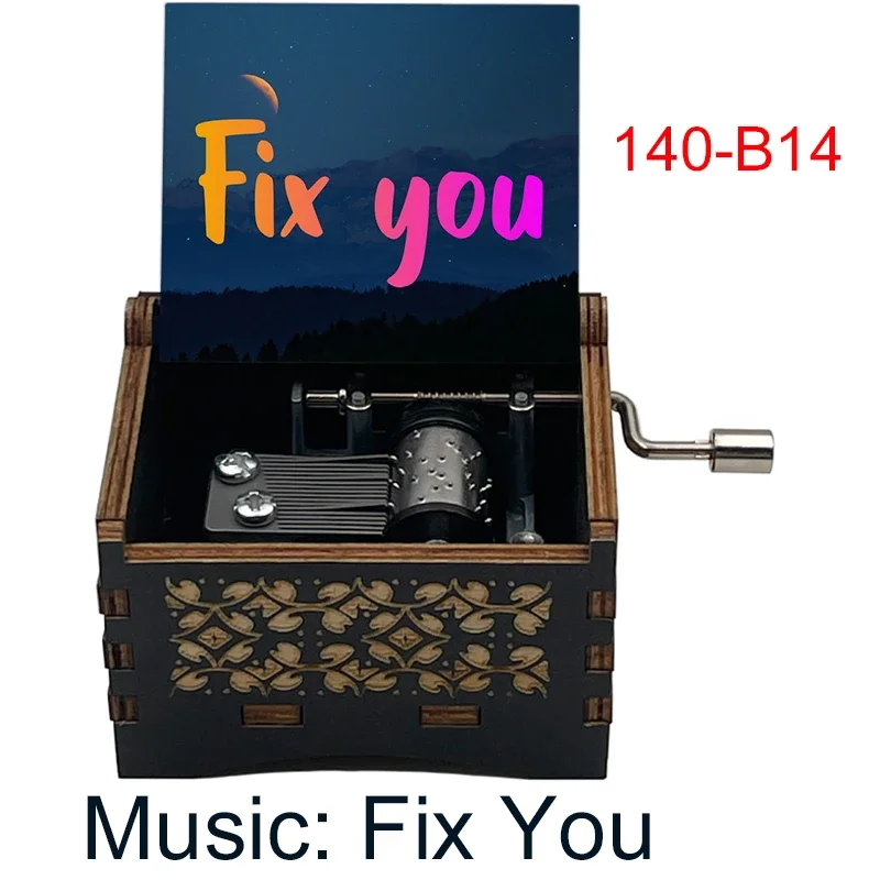 fix you Music color print music Box Wooden Girlfriend boyfriend Birthday new year Christmas music fans gift