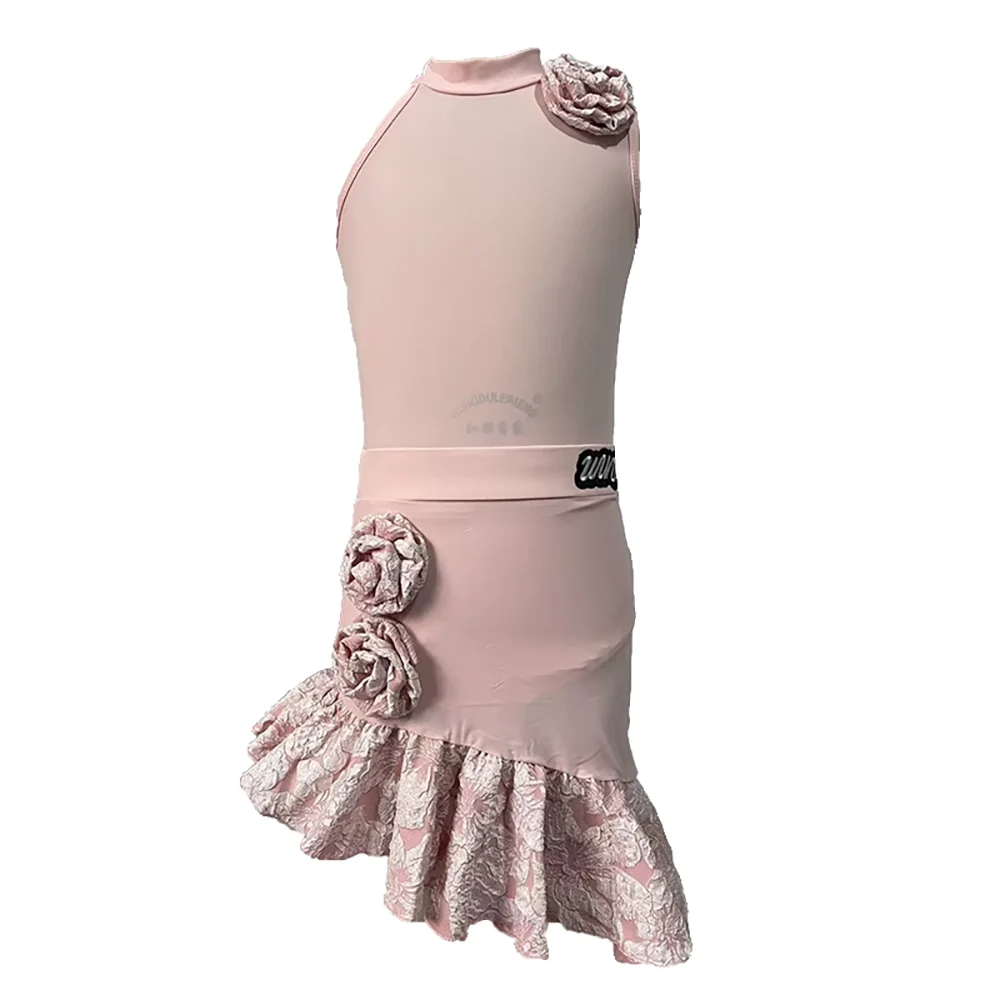 새로운 봄/여름 라틴 댄스 드레스 소녀의 민소매 스커트 트레이닝 드레스 고급 퍼포먼스 트레이닝 드레스