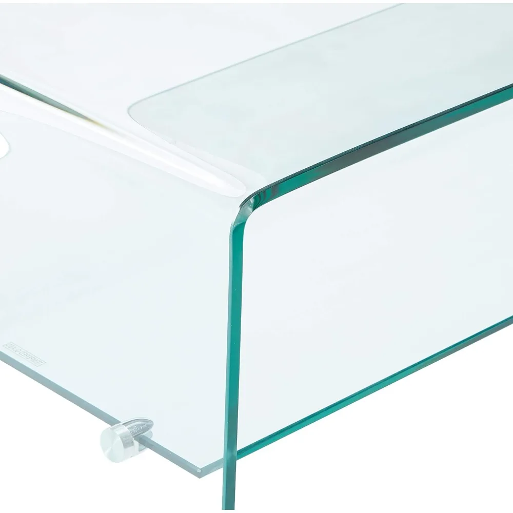 Ramona Glass Coffee Table with Shelf, Transparent