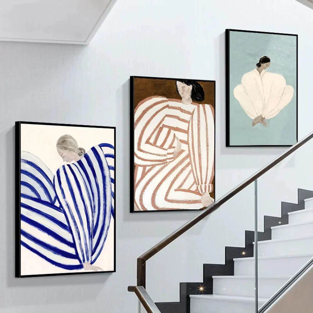 Abstract Line Geometry Curve Girl Posters Modern Classic Vintage Poster Wall Art Retro Canvas Ptint Painting Living Room Deco