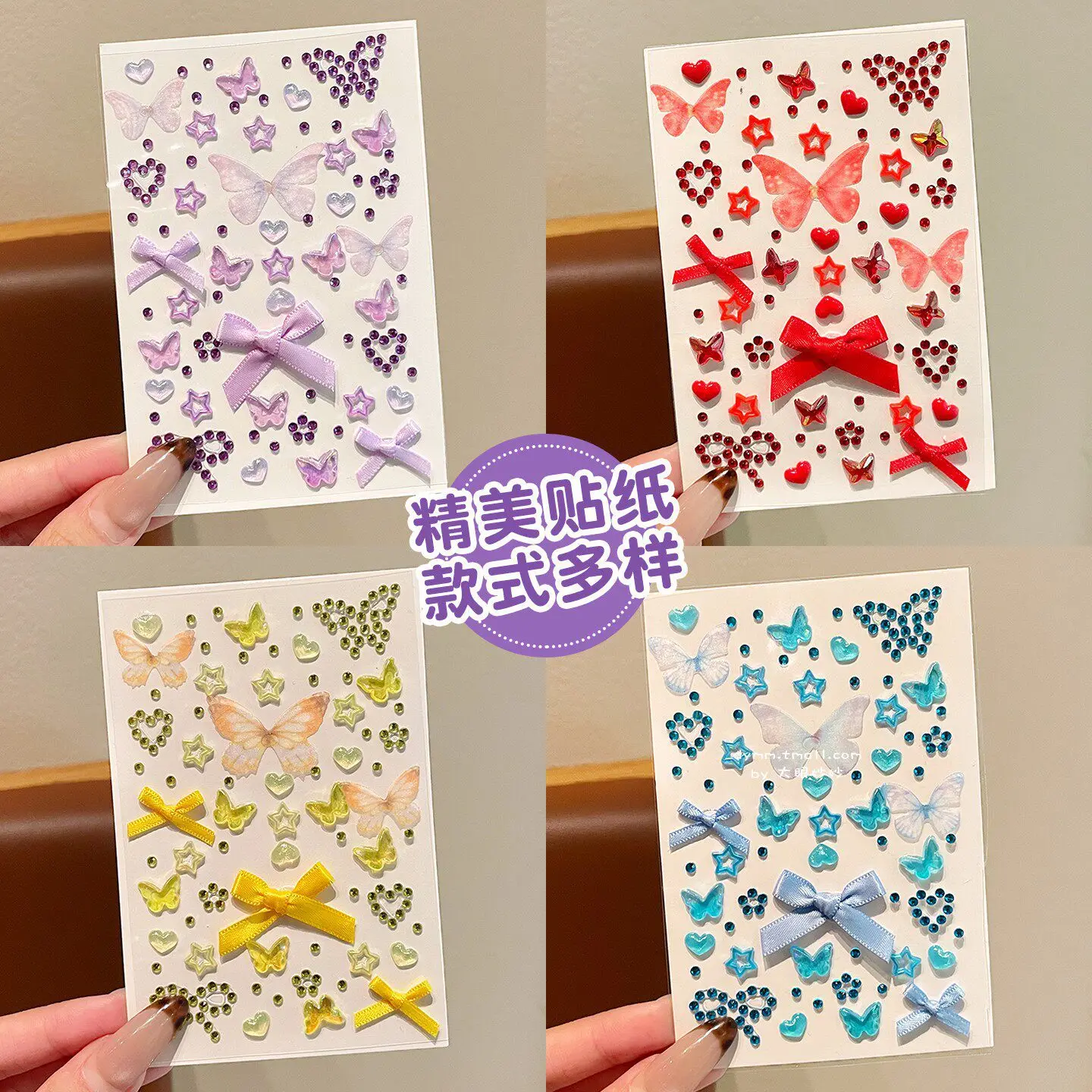 Hot Sale 2026 Tulle Bow Face Stickers for Kids Girls Stage Performance Makeup Festival Party Decal Supply