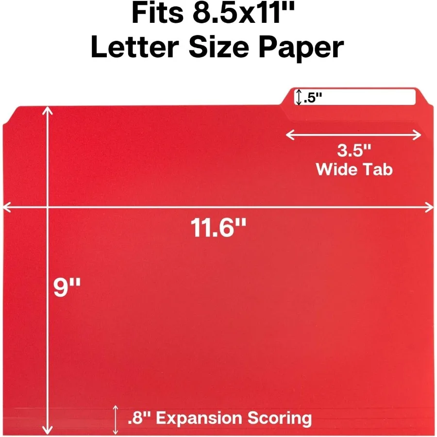 던웰 플라스틱 컬러 파일 폴더 12팩 1/3 탭 파일 폴더 8.5x11 레터 사이즈 문서용 다양한 색상 무산성