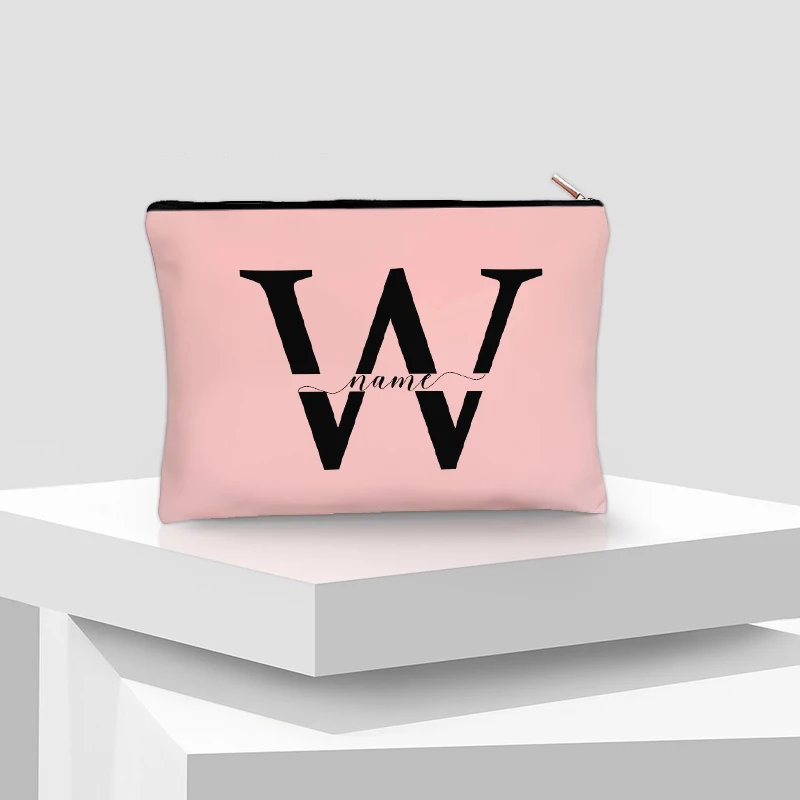 Artistic Initial Cosmetic Case Trendy Toilet Makeup Bag Custom Name Travel Cosmetic Storage Travel Necessity Personalized Gifts