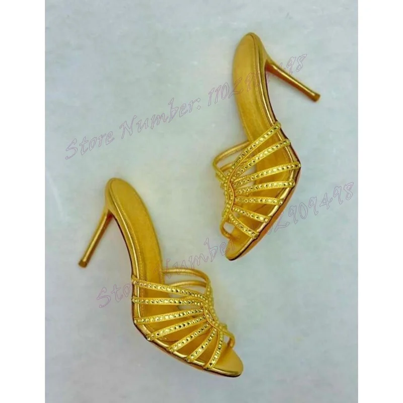 Purple Rhinestone Cut Heels Slippers Pointed Toe Shoes for Women Stiletto High Heels Sexy Lady Shoes 2024 Zapatos Para Mujere