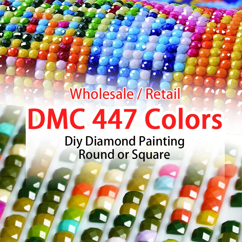 Wholesale Drill DMC 447 Colors Rhinestone 5D DIY Diamond Painting full square round crystal Beads Accessory Mosaic Jewelry art