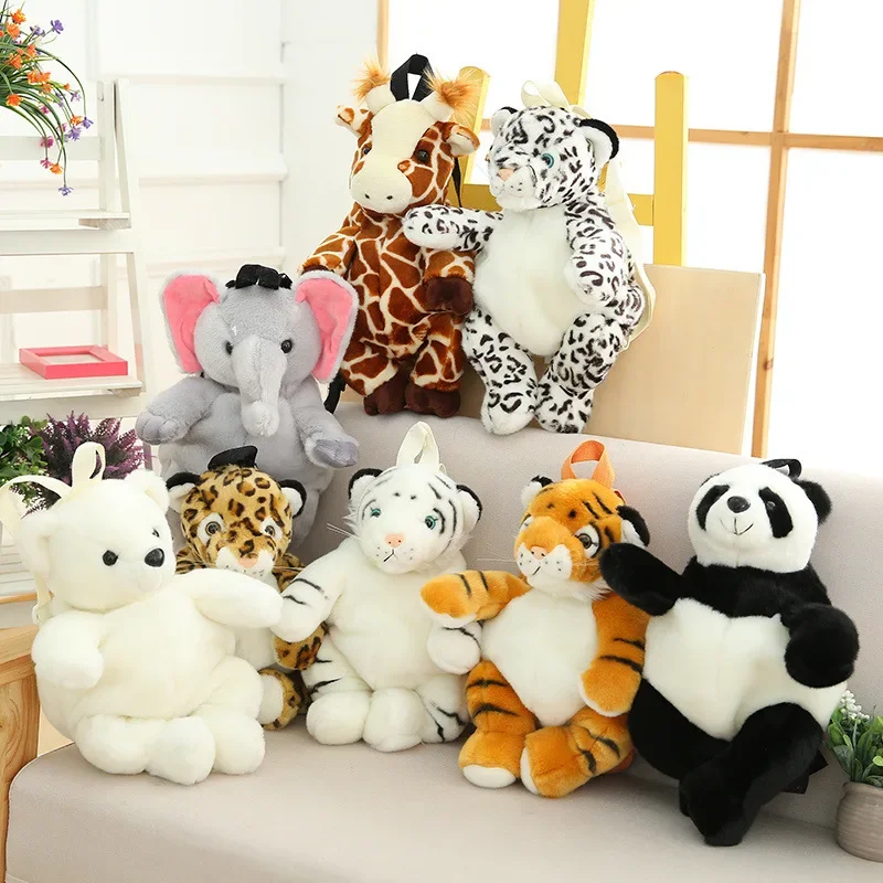 Simulation Animal Plush Backpack Cute Backpack Elephant Tiger Polar Bear Lion Leopard Panda Giraffe Polar Bear Girls Backpack