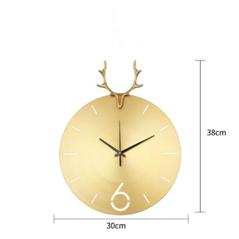 Living Room Hallway Decoration Deer Horn Shape Metal Wall Quartz Analog Clock