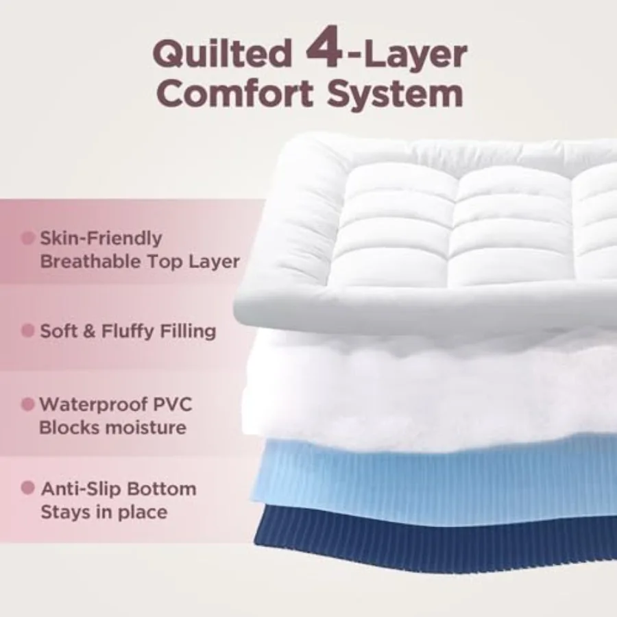 Queen air mattress for guest camping home use, PVC material, gray color, built-in pump luxury quilted topper with washable and