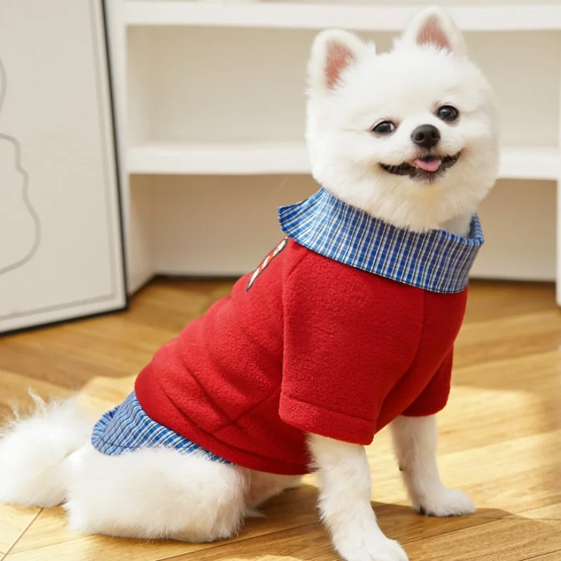 Fashion Dog Hoodies Autumn Dog Clothes Bear Print Puppy Hoodies Cute Plaid Cat Shirt Pet Sweatshirts Chihuahua Pullovers Costume