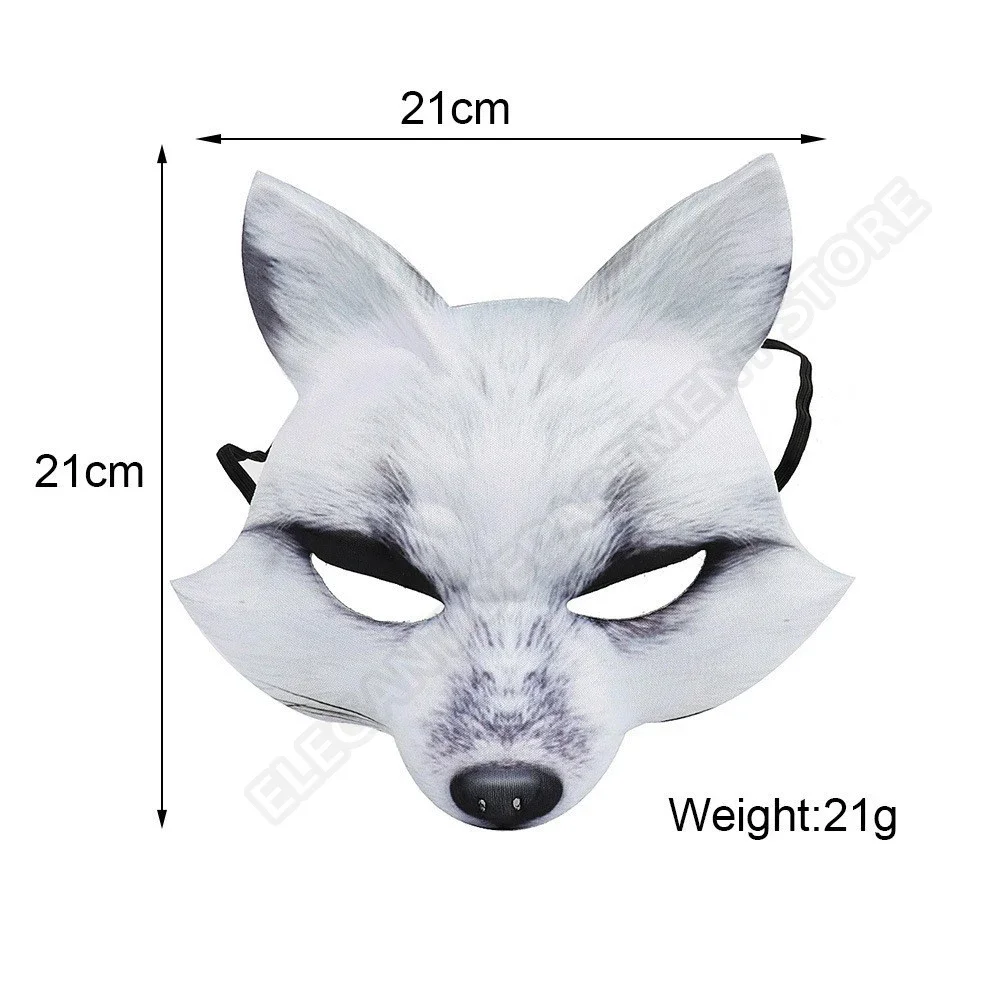 Halloween Half Face Animal Mask for Men and Women Fox White Wolf Costume Party Cosplay Accessory Masquerade Ball Unisex Designe