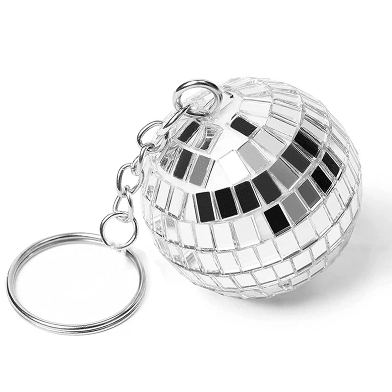 60Pcs Mini Disco Ball Keychain 70S Disco Party Favors Mirror Ball Keychain Keyring Set For Disco Theme Party Decorations