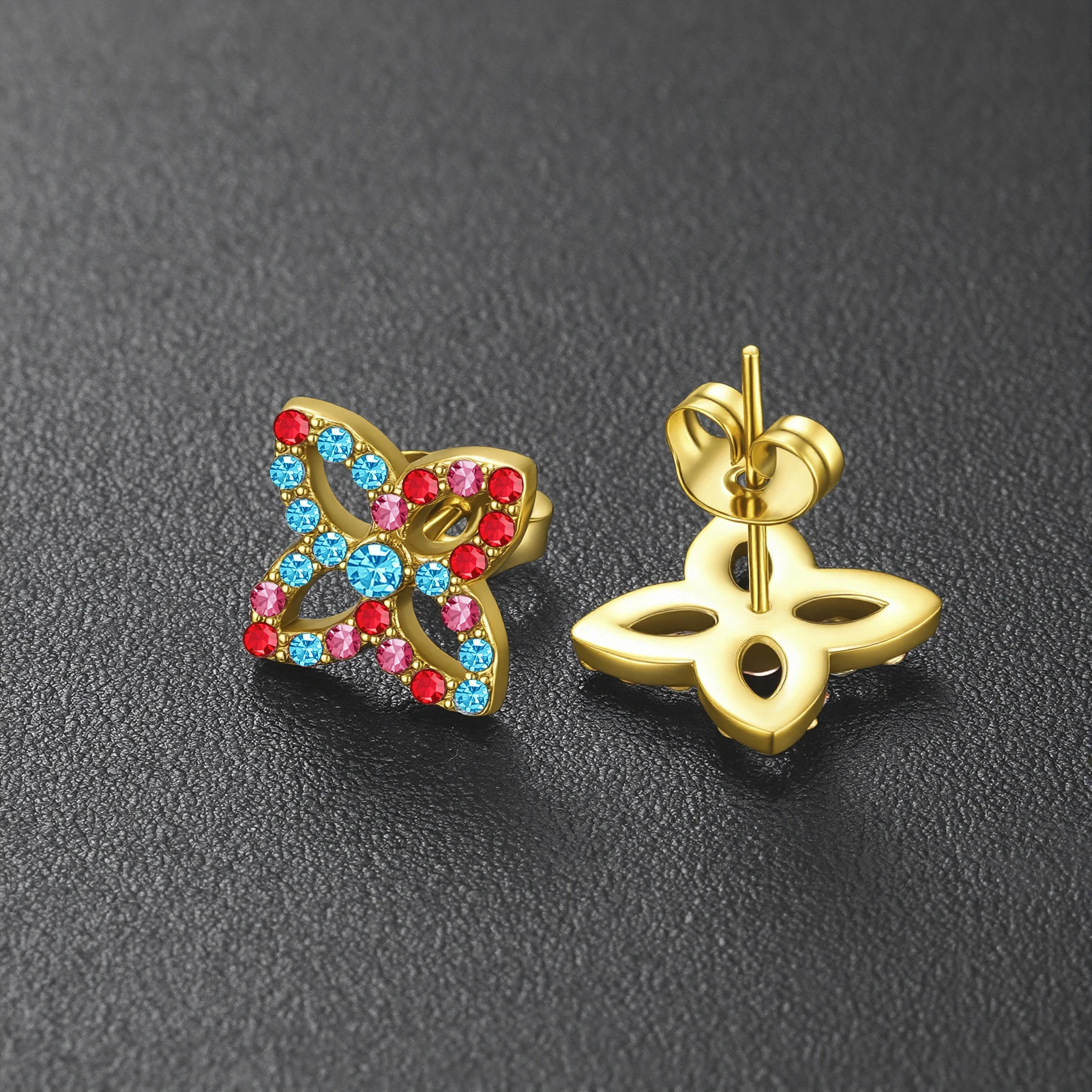 Eueavan 3D Vierblättriges Kleeblatt Kristall Ohrstecker Edelstahl Kristall Glücksbringer Kleeblatt Blumen Schmuck Damen Ohrringe Großhandel – Detail 4