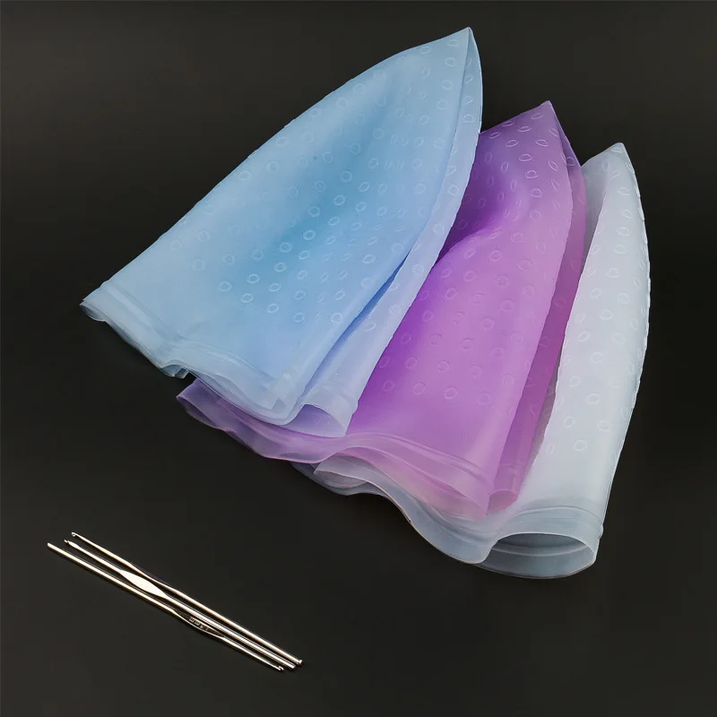  Salon Dye Silicone Cap Silicone Hair Highlights Cap with Hook Needle Reusable Hair Coloring Cap Hair Dye Hat Hairstyling Tool