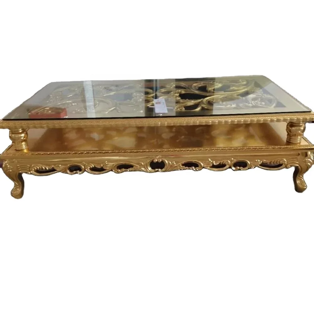 

Furniture Italian Classical Artisan Luxury Gold Center Table Edge Stool