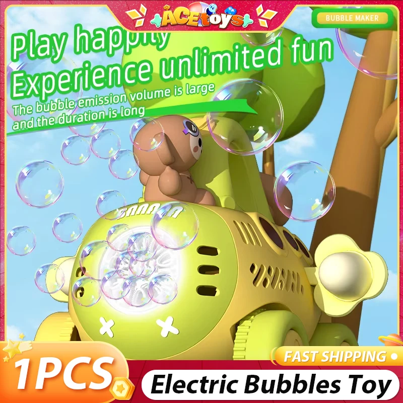 

Automatic Hand Pushed Bubbles Blowing Machine Cute Fun Portable With Light Anti-Slip Electric Animals Bubbles Toys