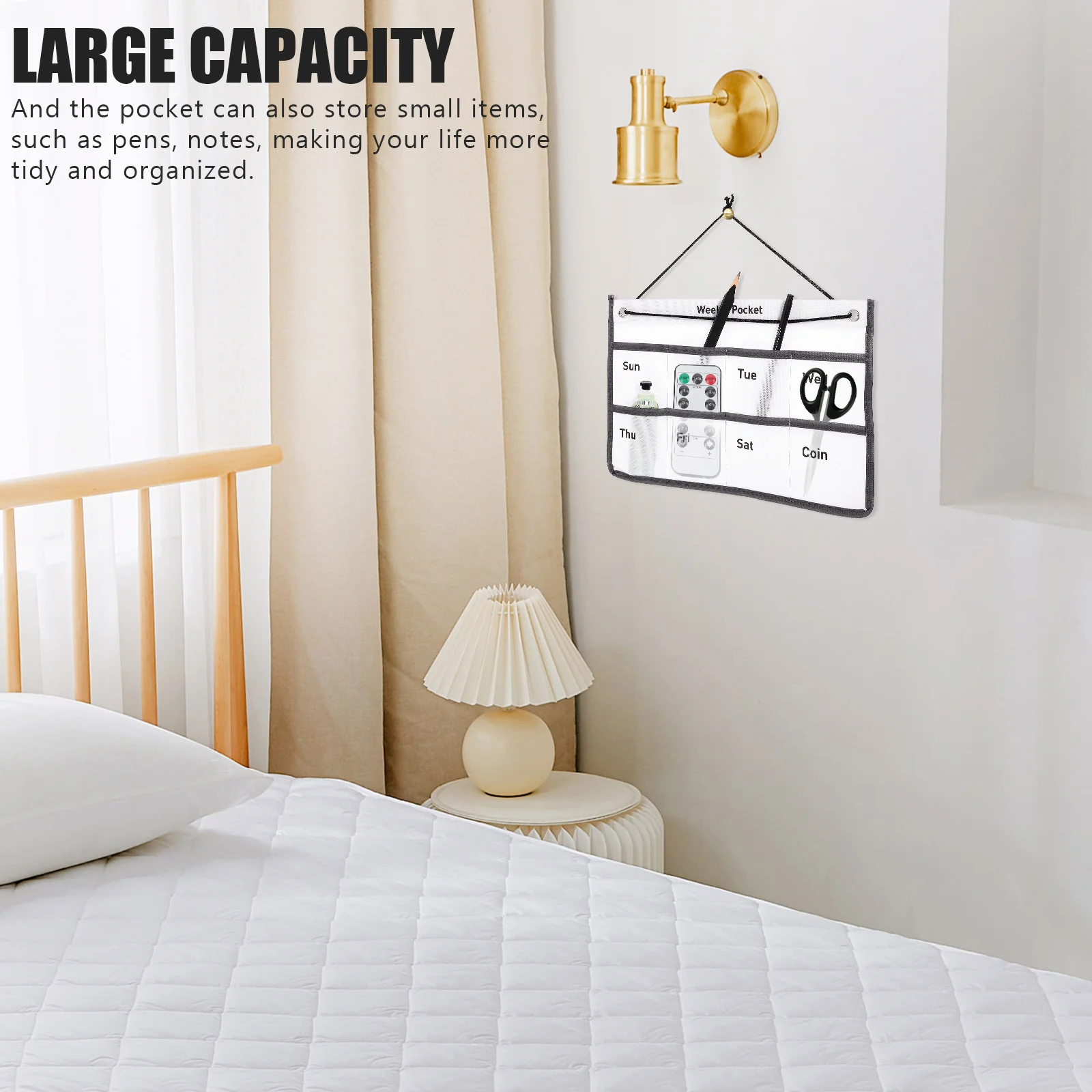 

Weekly Storage Bag Classroom Pocket Calendar Organizer Hanging Pendant Pockets Wall Decoration Mounted Pouch