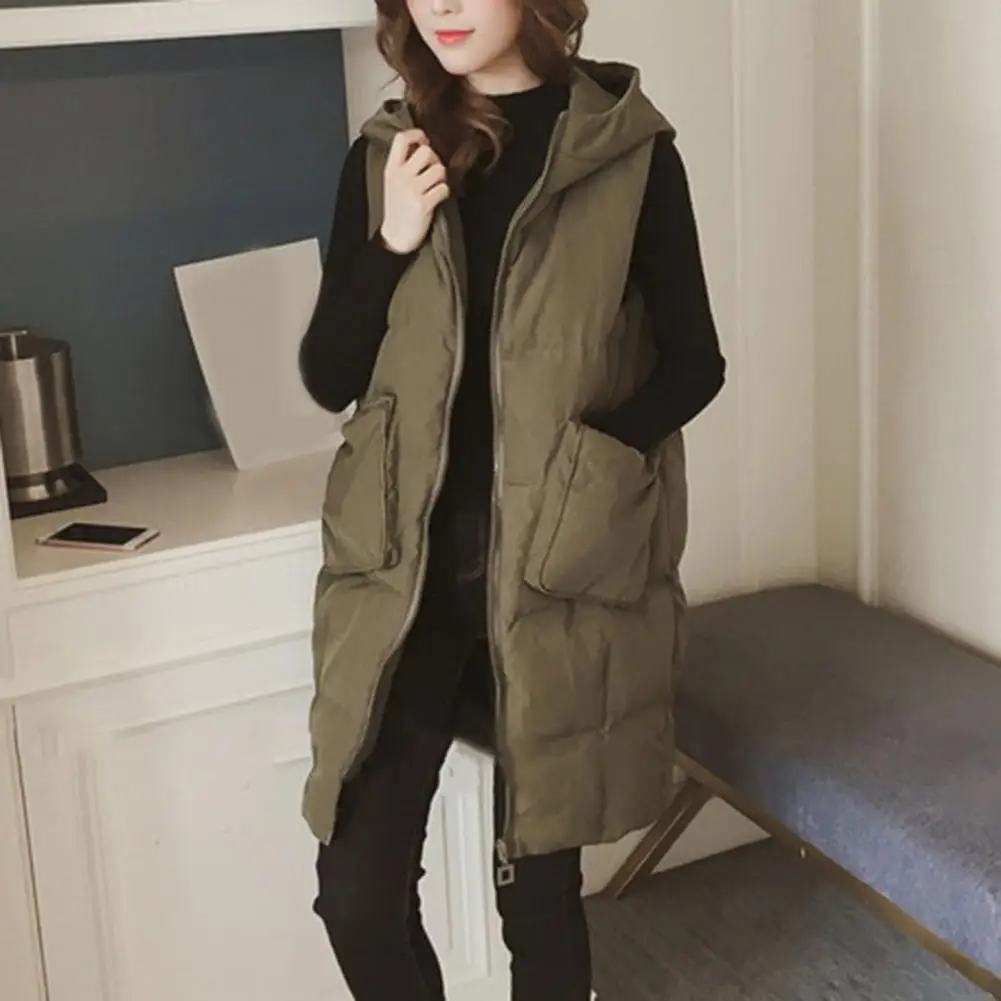 Women Down Vest Women Vest Women's Sleeveless Hooded Down Vest with Stand Collar Full Zip Quilted Puffer Jacket for Women