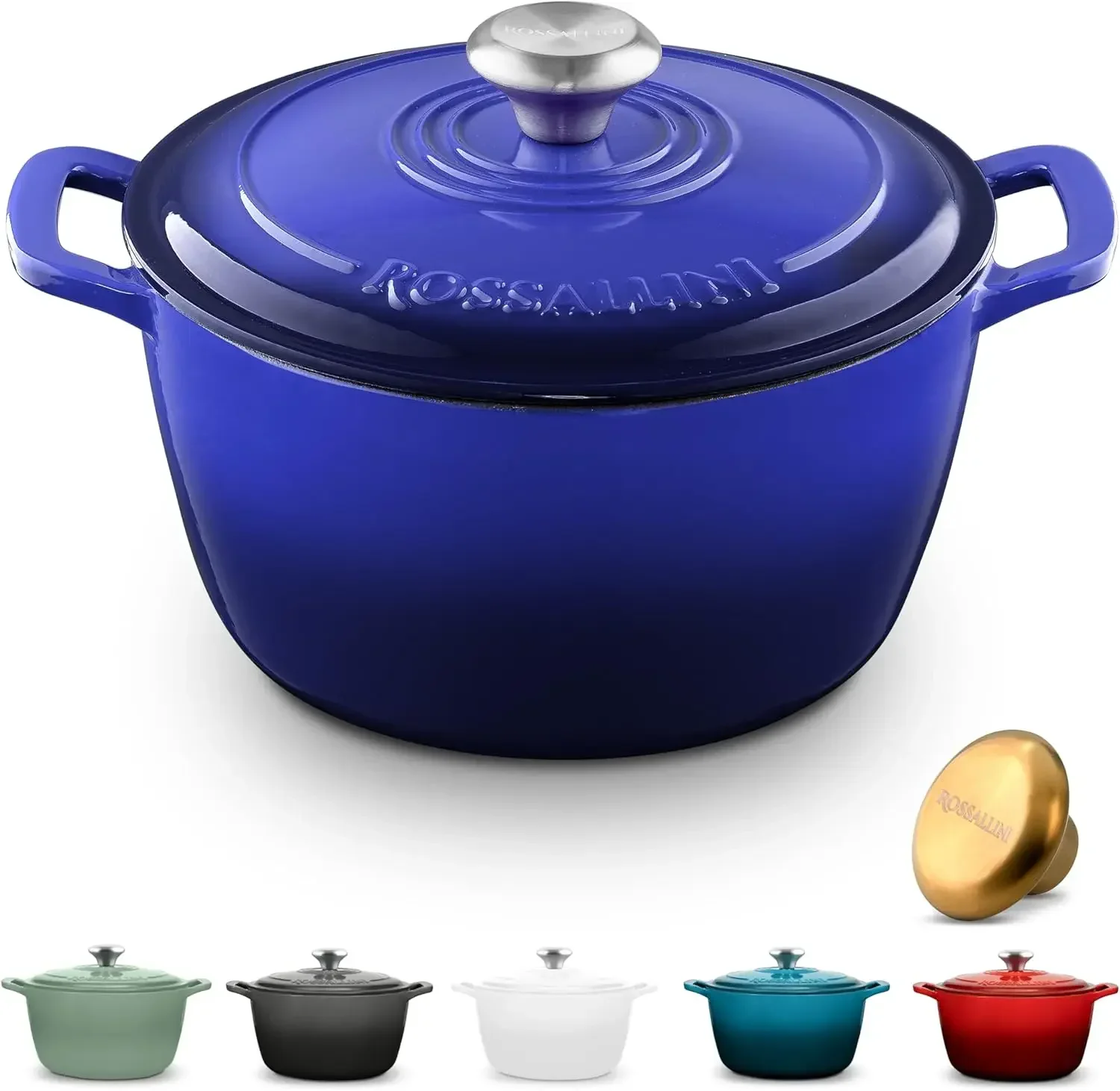 

Signature Enameled Cast Iron Dutch Oven, Non-Stick Serving Pot with Tight Fitting Lid for Perfect Roasting, Baking, Sauteing, an