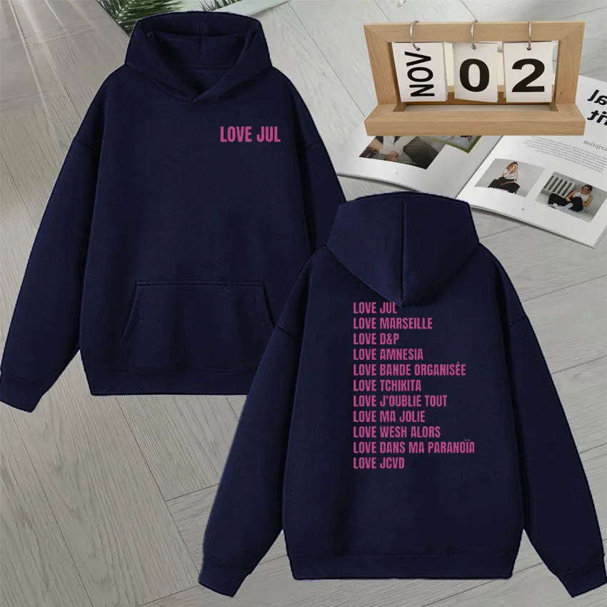 شعبية مغني الراب Jul Merch هوديس طويلة الأكمام الخريف الشتاء مزدوجة الوجهين طباعة البلوز الصوف harajuku خمر البلوز للجنسين #3