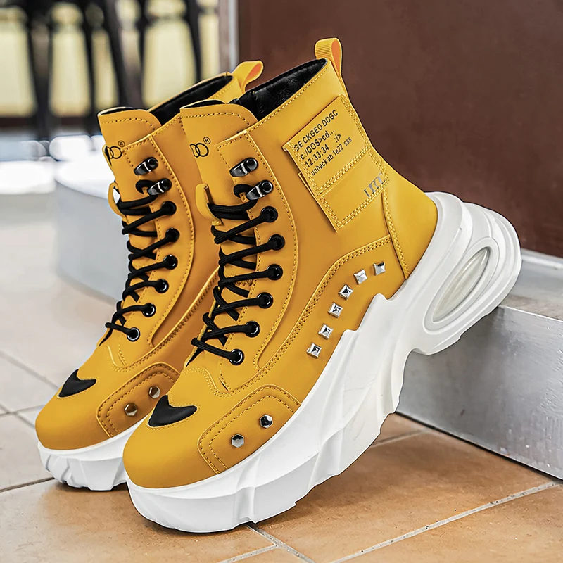 Fashion Men's High‑Top Boots, Thick Wear‑Resistant Sole & Comfort Lining, For Hiking, Camping & Outdoor Adventures