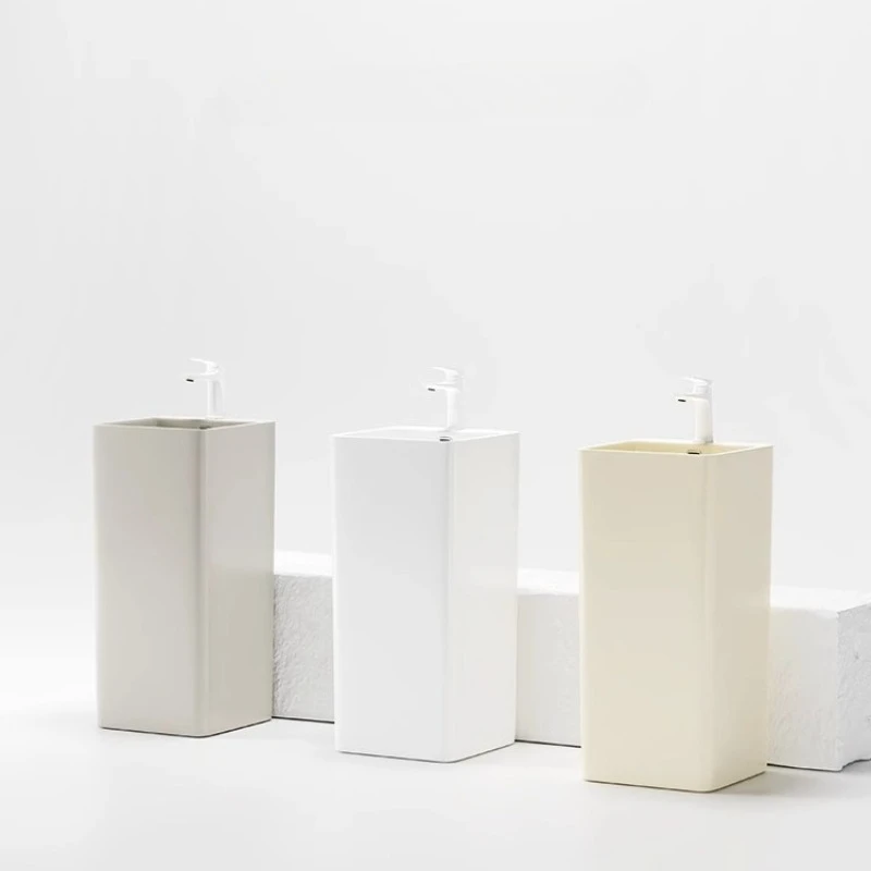 

Cream wind ceramic integrated column basin balcony floor-to-ceiling washbasin small apartment outdoor color column washbasin