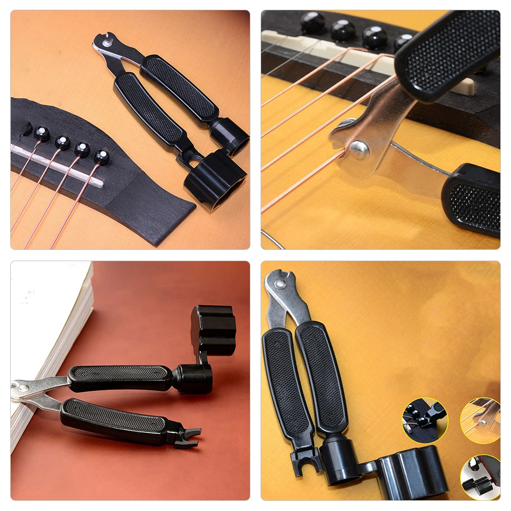 

2pcs String Cutter Bridge Pin Puller Bass String Reeling Ergonomic Design Peg Winder Scissors Guitar Repair Tool Compatible With