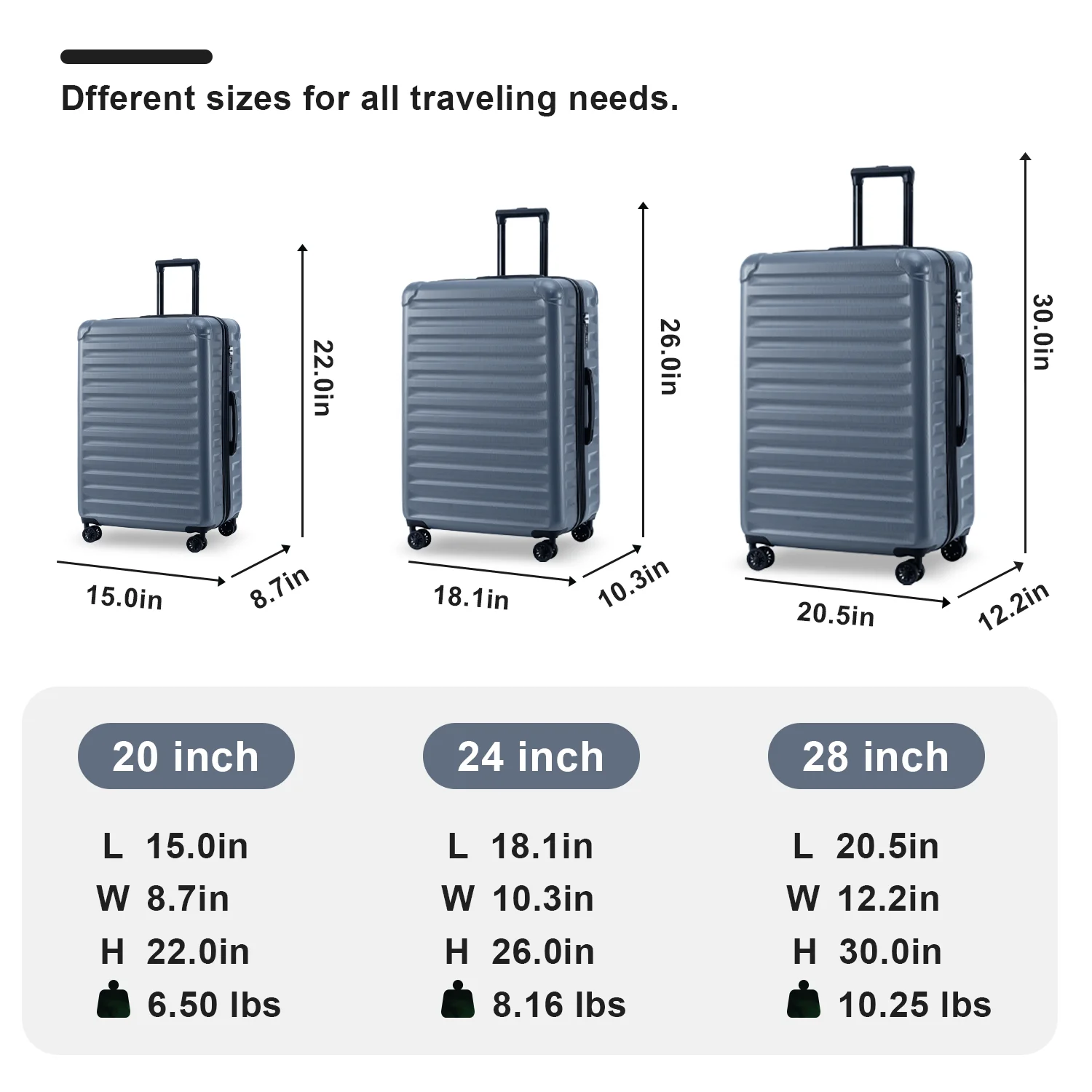 ZHUISHU Luggage Sets New Model Expandable ABS+PC 3 Piece Sets with Spinner Wheels Lightweight TSA Lock