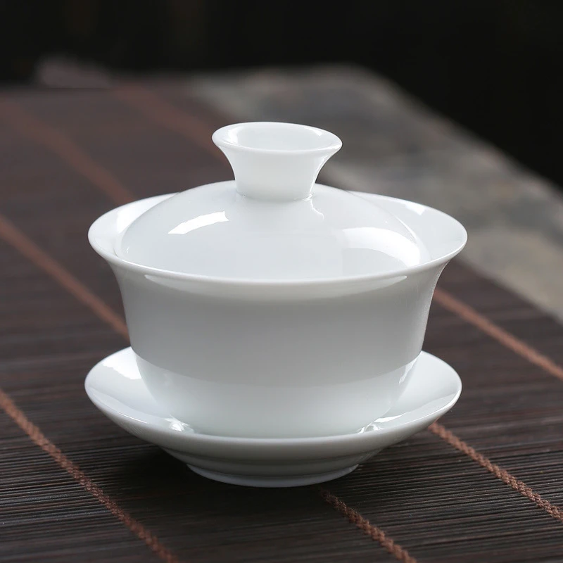 on sales white gaiwan porcelain tureen Chinese cup bowl lid ceramic cup saucer 120ml GAIWAN for TieGuanYin tea fast shipment