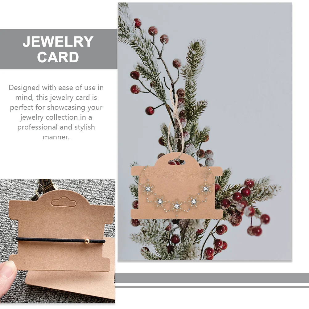 

50pcs Jewelry Display Cards Kraft Paper Earring Holder For Necklace Bracelet Packaging Diy Craft Store Supplies