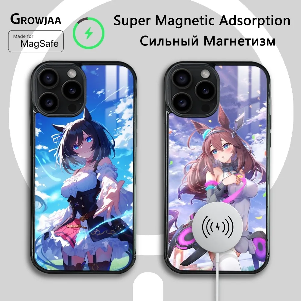 

U-Uma Musume P-Pretty Derby Phone Case For iPhone 16 15 14 13 12 11 Pro Max Plus Mini New Magsafe Mirror Wireless Magnetic Cover