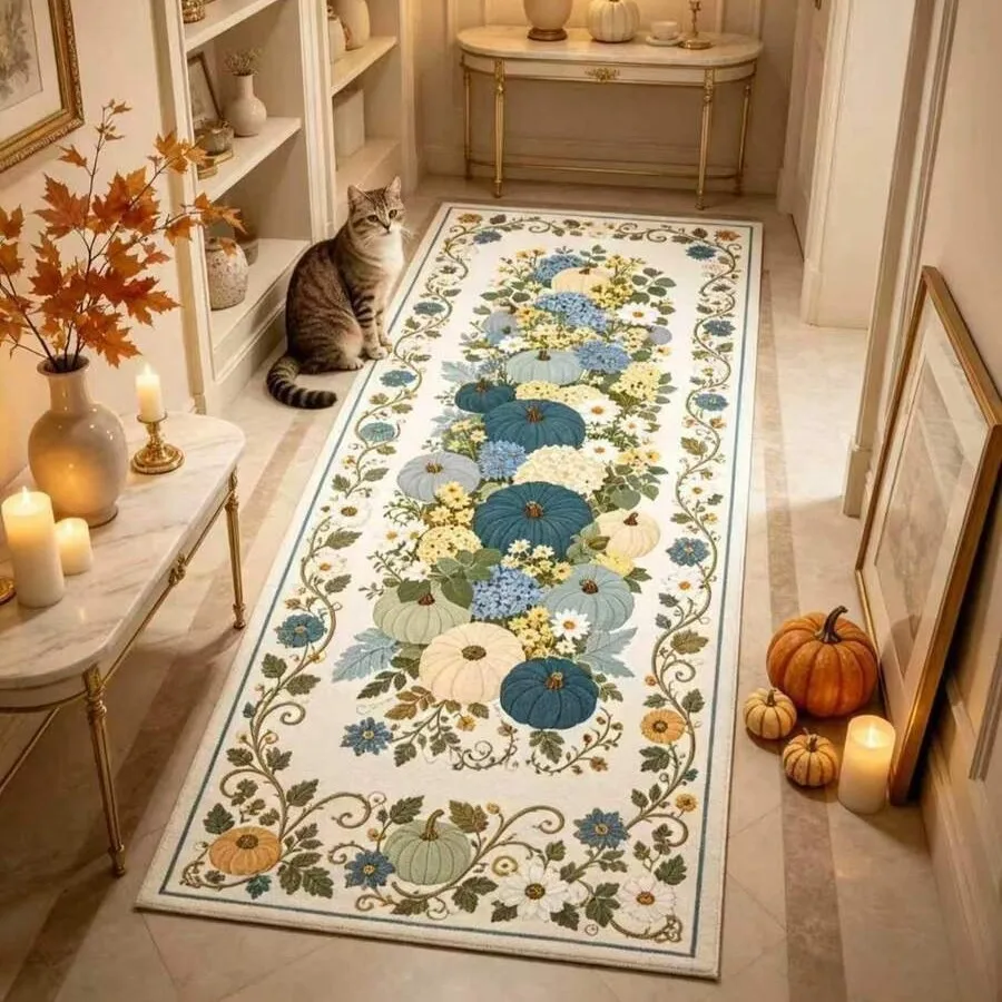 VIKAMA Koi Fish Navy Oriental Water Long Hallway Runner Rug Soft Non Slip Floor Mat Kitchen Bedroom Entryway Laundry Christmas