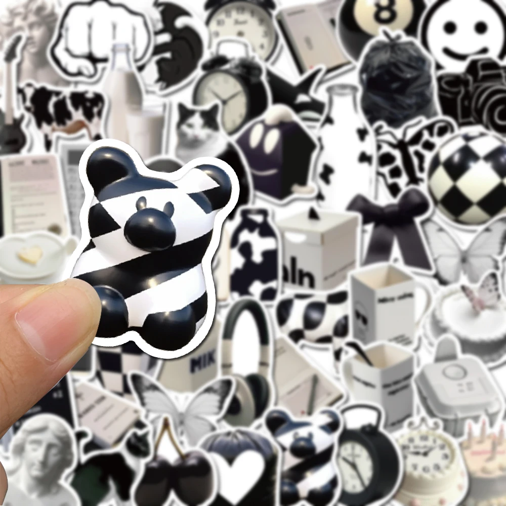 50PCS Black&White Ins Modern Milk Stickers Vintage For DIY Kids Notebook Luggage Motorcycle Laptop Refrigerator Decal Toys