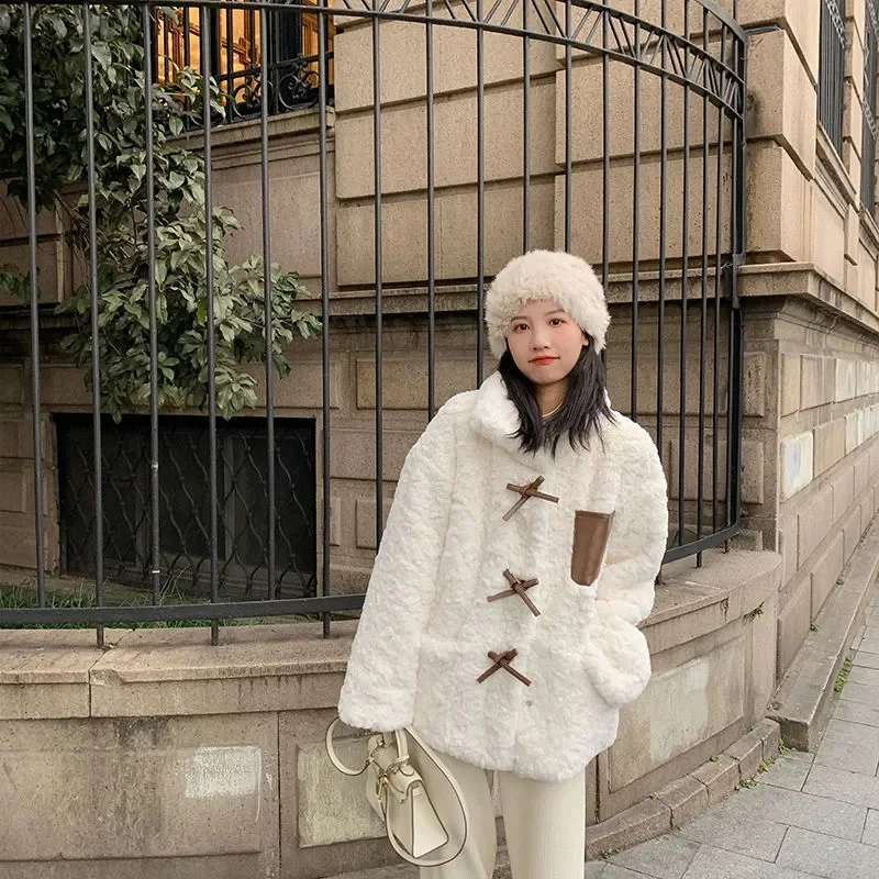 Woolen Coat For Female Autumn And Winter Mid-Length Small Fragrance 2023 New Spring Loose Lamb Fur Coat Students Faux Fur Jacket