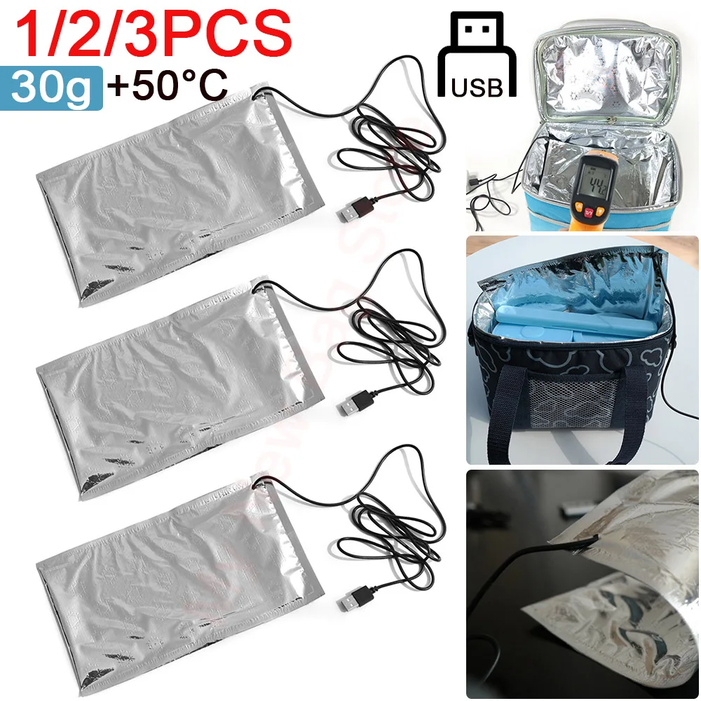 1/2/3PCS USB Thermostat Heat Preservation Plate for Lunch Bag Milk Bottle Lunch Box Outdoor Portable DIY Thermal Food Heater Pad