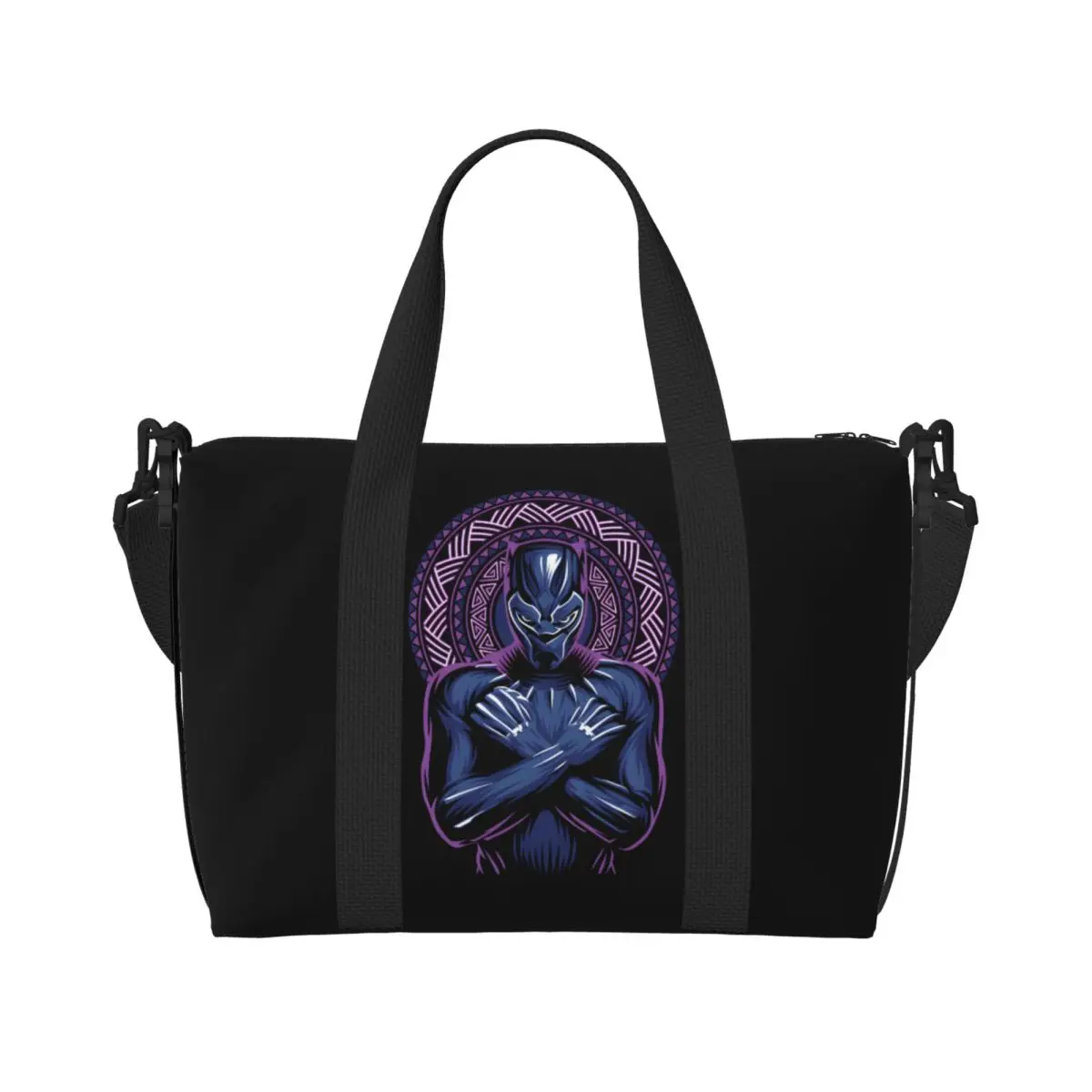 

Custom Large Black Panther Tote Bag Women Superhero Film Shoulder Shopper Beach Gym Travel Bag