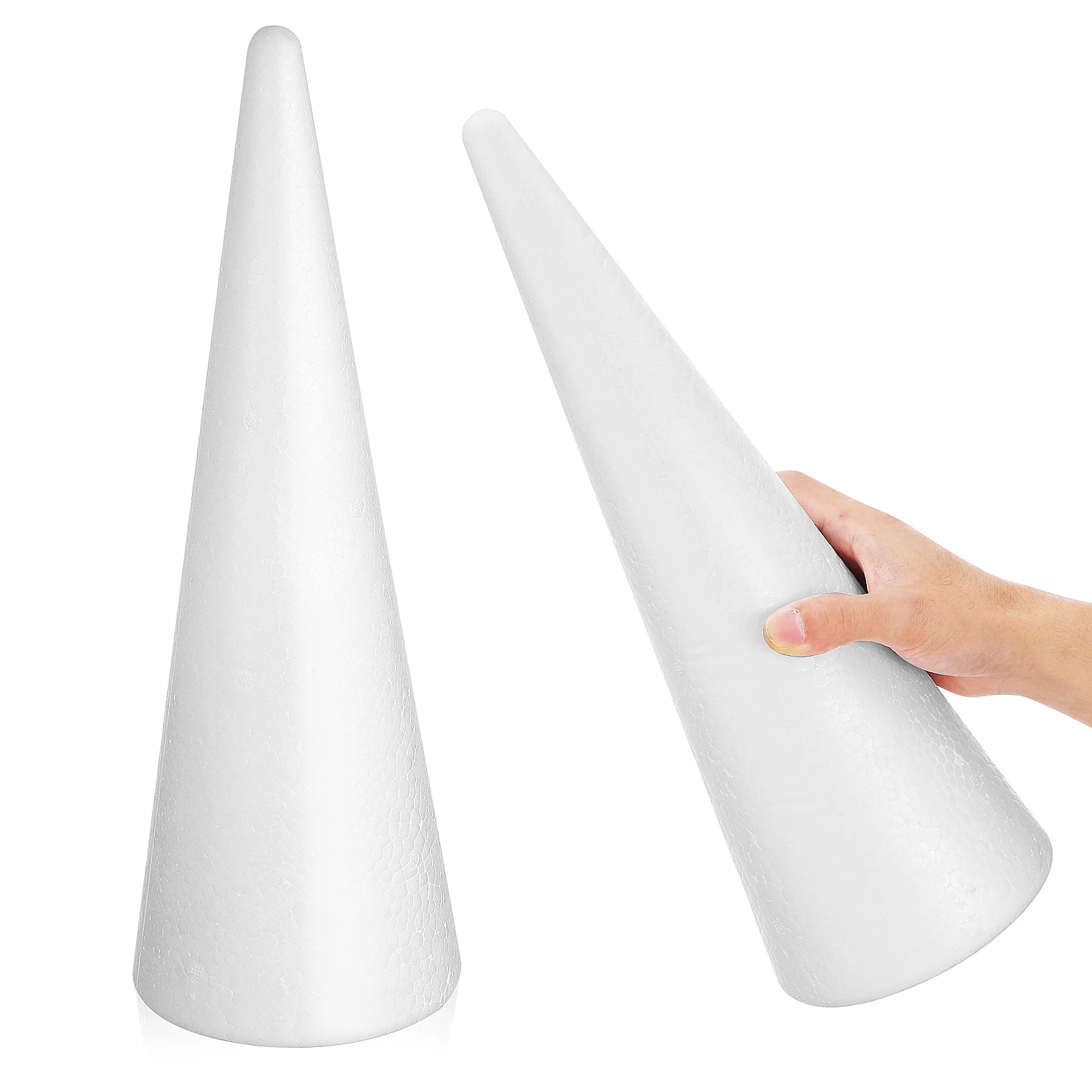 

2Pcs White Foam Cones for Crafting Versatile Base for Unique Designs Festive Centerpieces and Floral Arrangements