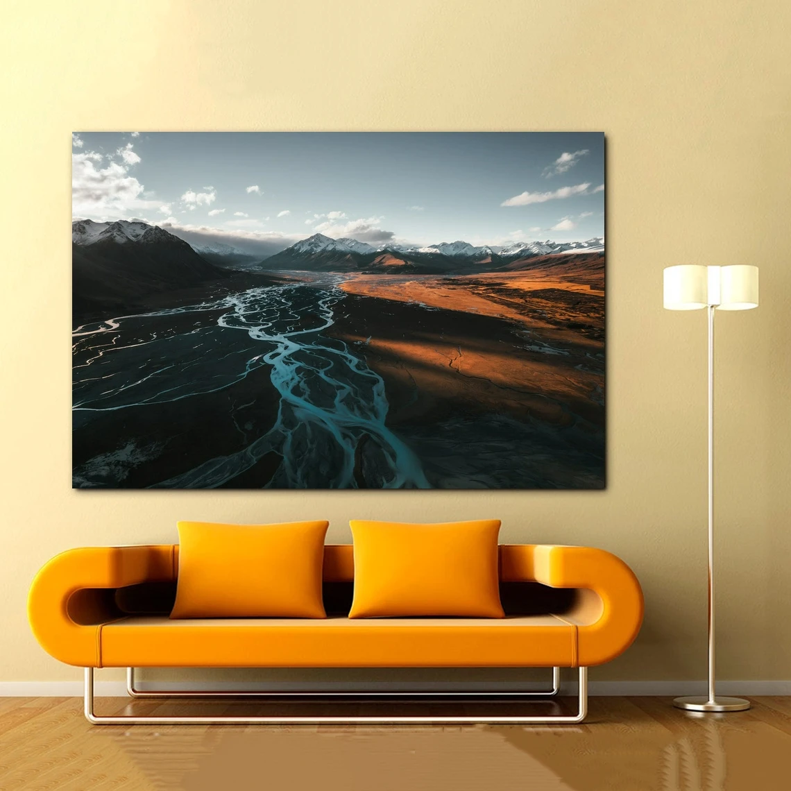 Art Poster, Braided Riverbed Print, Glacier rivers Wall Art Print, aerial landscape print from Lake Tekapo, New Zealand