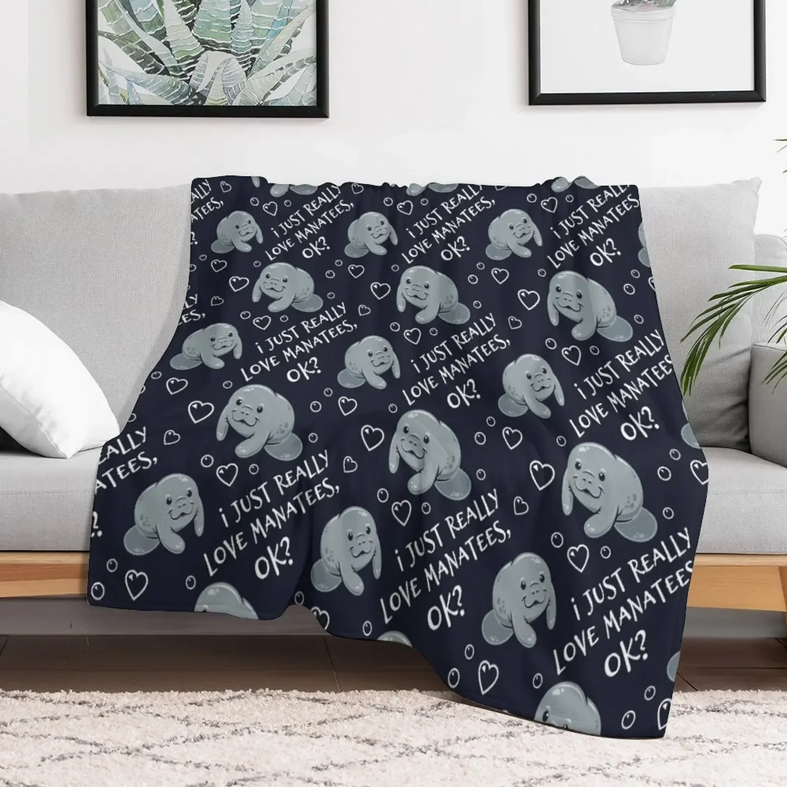 I Just Really Love Manatees, OK? Throw Blanket Bed Soft Blankets