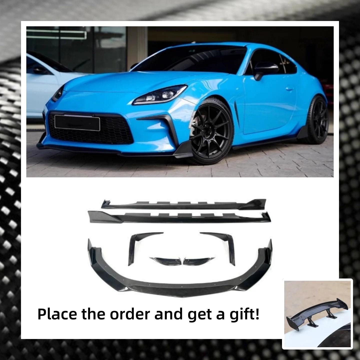 

Carbon fiber Body kit for Toyota GR86 Subaru BRZ 22-23 Modified Side skirt Front Lip Vent Rear Bumper Corner Surround