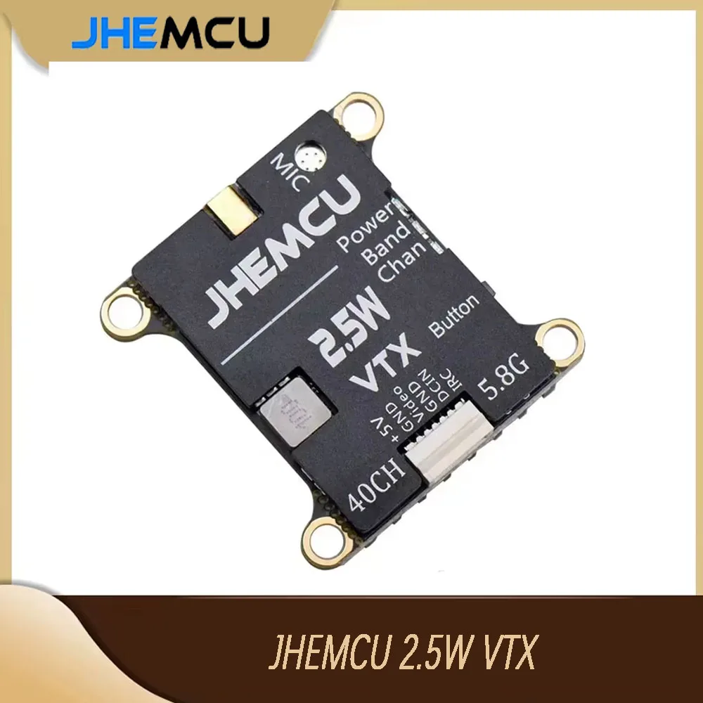 

JHEMCU 2,5 Вт, 5,8 ГГц, 40 каналов, регулируемый передатчик FPV со встроенным микрофоном и радиатором для радиоуправляемого самолета, большой радиус действия 2-6S, 30x30 м