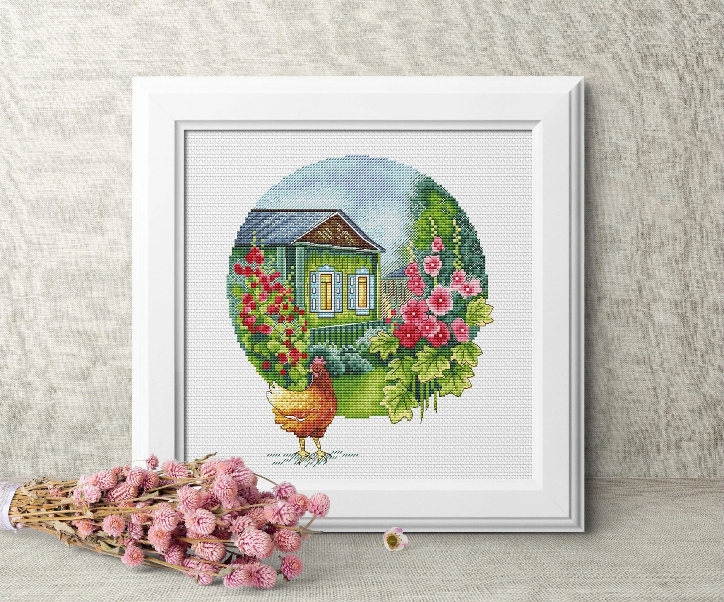 Embroidery Cross Stitch Kits Craft DIY Needlework Cotton Canvas 10 Farmhouse 28-31 32CT 28CT Metallic aida