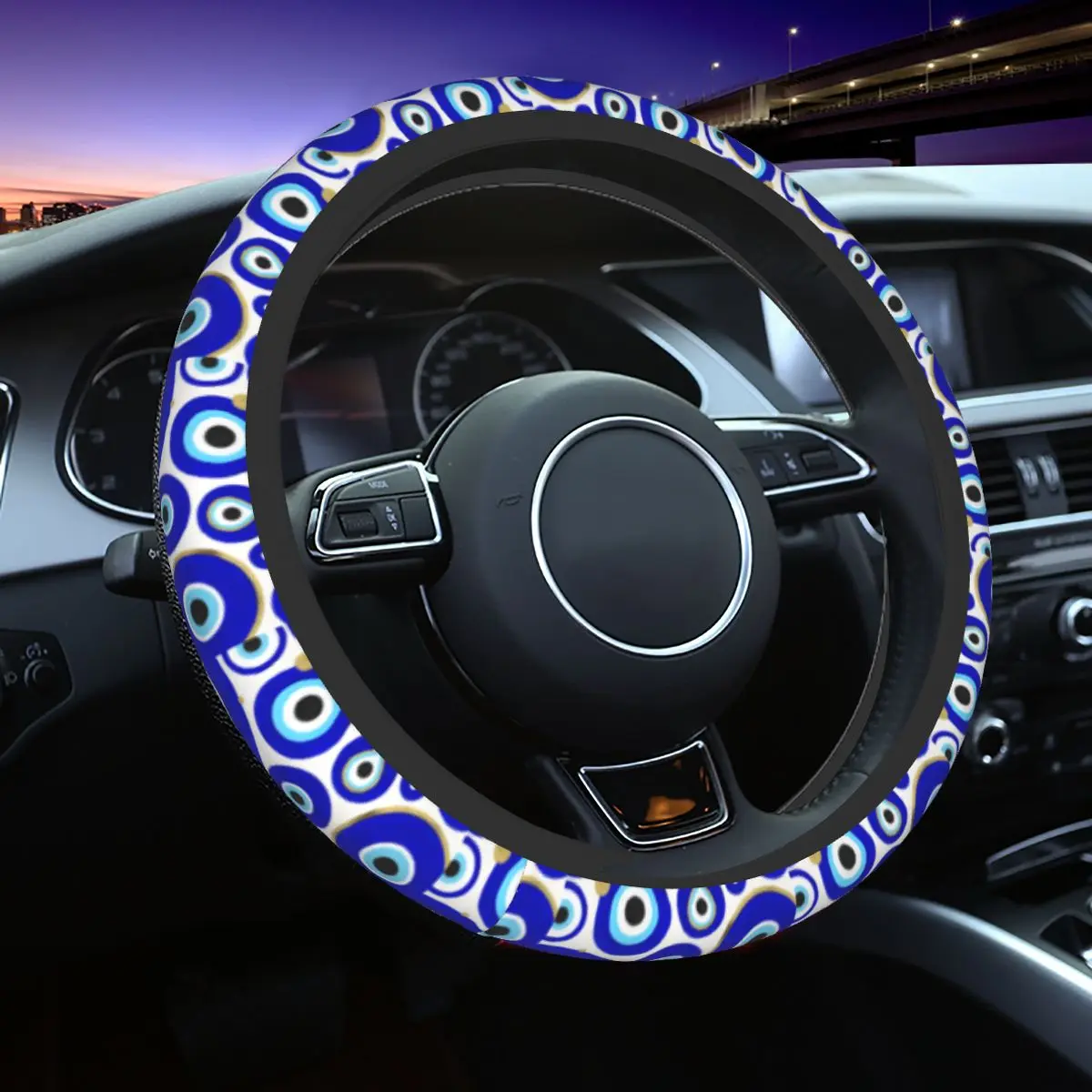 Evil Eye Charms Car Steering Wheel Cover Greek Amulet Nazar Lucky Auto Steering Wheel Protector Suitable Car-styling Accessories