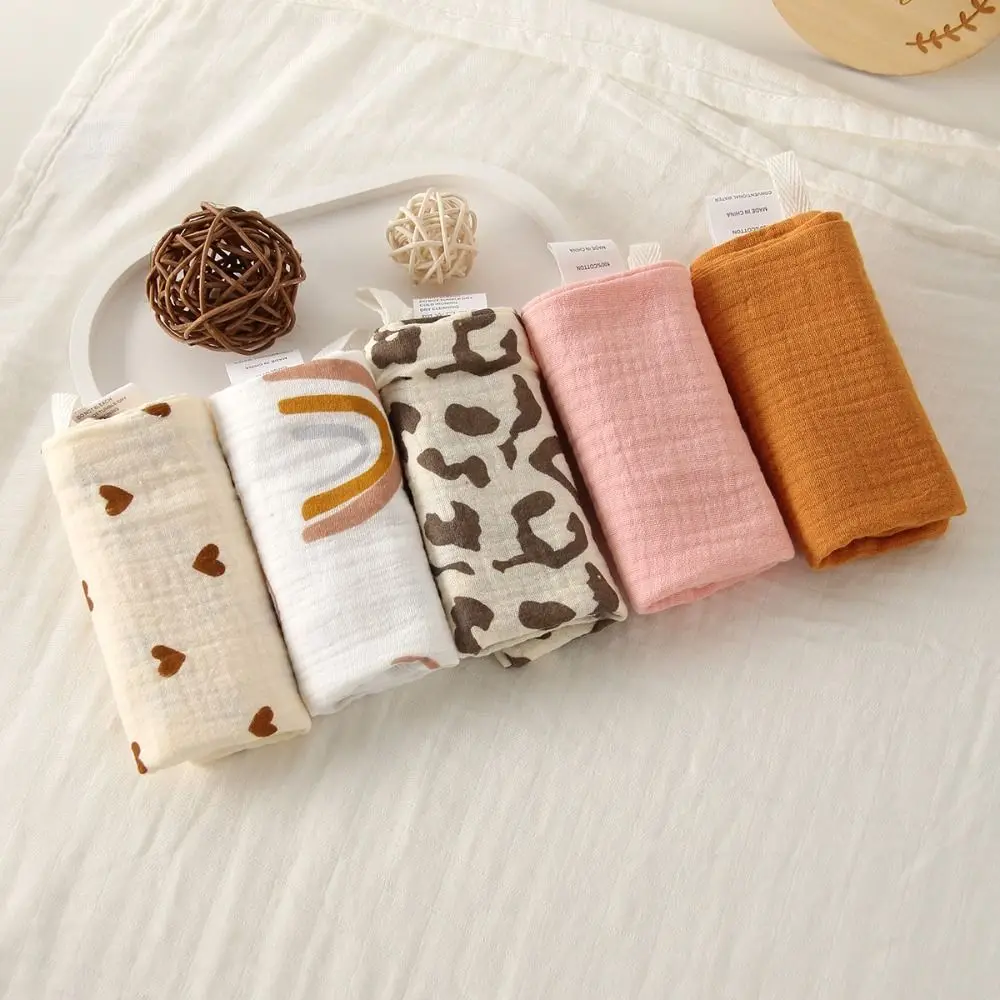 3/5Pcs High Quality 6-Layer Pure Cotton Cotton Washcloth Absorbent Soft Newborn Burp Cloth Gauze Cotton Towels Square Towels