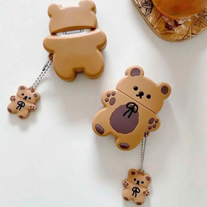 Wireless Earphone TPU Case Novelty Cartoon Bear Design Wireless Earbuds Accessories Compatible for Airpods 1 / 2 / 3 / Pro