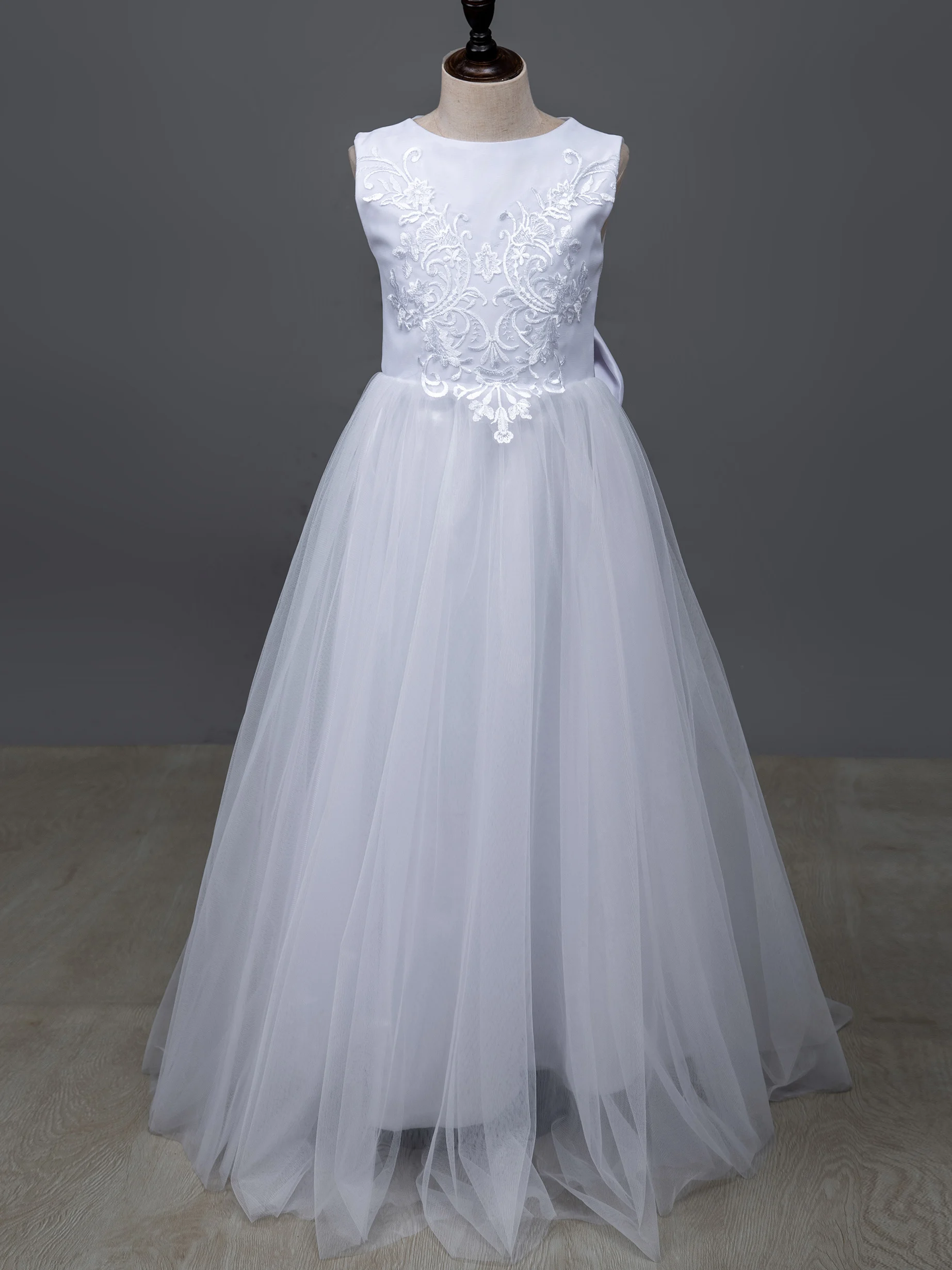 A Line Princess Gown Tulle Flower Girl Dresses Girl First Communion For Prom Evening Party Wedding Elegnt Pretty Vestdo Primera