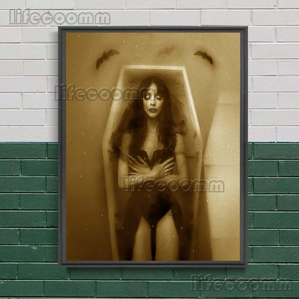 الساحرة في المرآة خمر الرسم على لوحات القماش الجدارية غامضة الساحرة الرجعية التصوير الفن للصور القديمة ملصق وطباعة ديكور #4