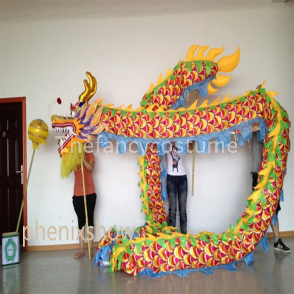 10meters student size  DRAGON DANCE Costume CHINESE Spring Day Party Decoration National Culture Silk Folk Festival Stage Props