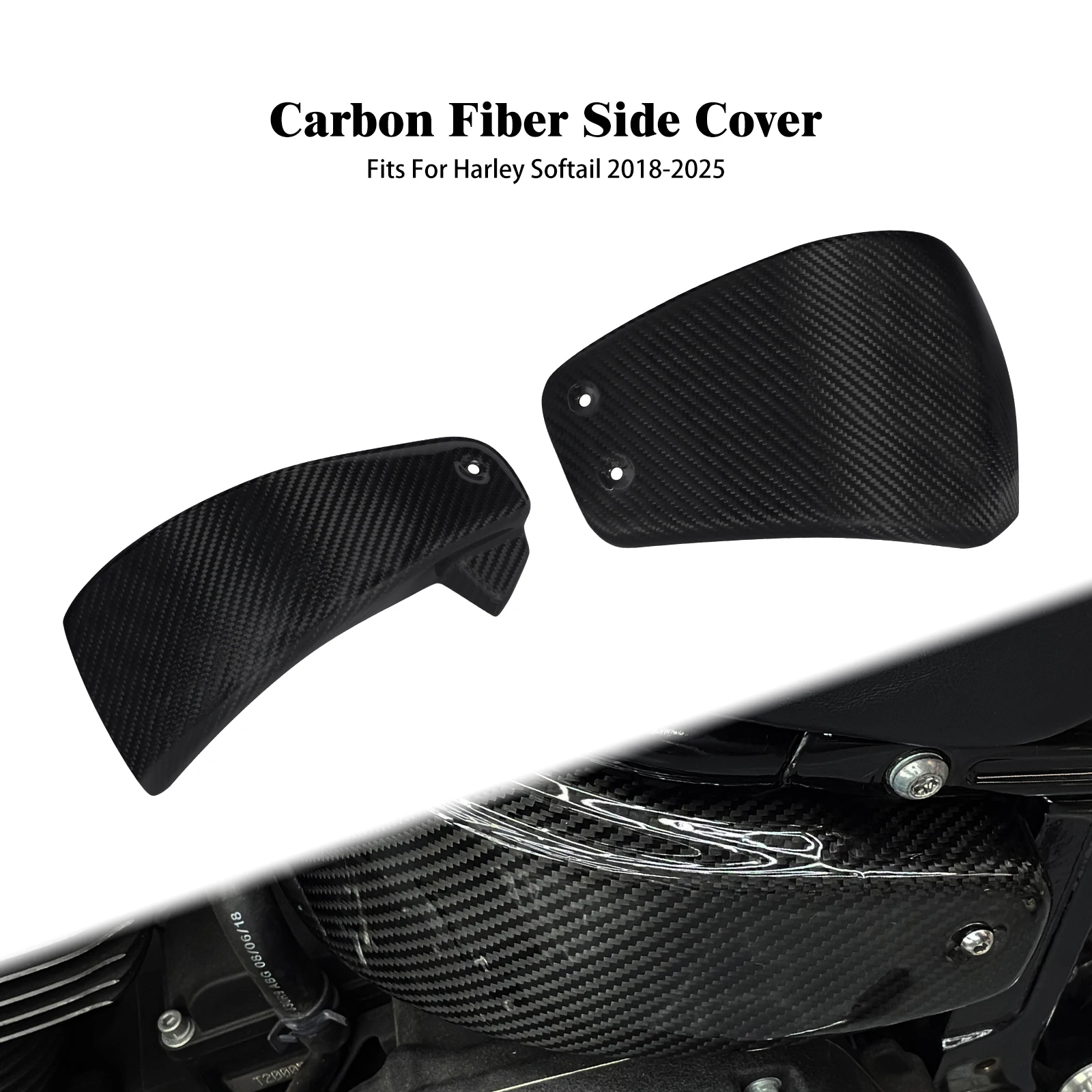 Motorcycle Battery Side Cover Carbon Fiber Fairing Kit For Harley Softail Low Rider Fat Boy Breakout Street Bob Deluxe 2018-2025