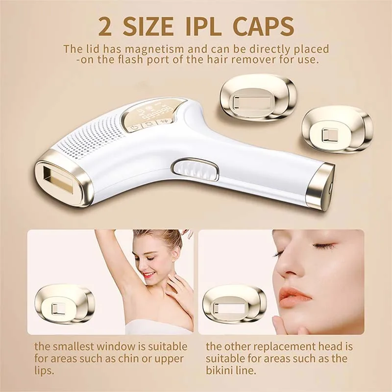 Portable IPL Ice Cooling Hair Removal Device, Painless Permanent Depilator for Face Armpit Whole Body Home Use